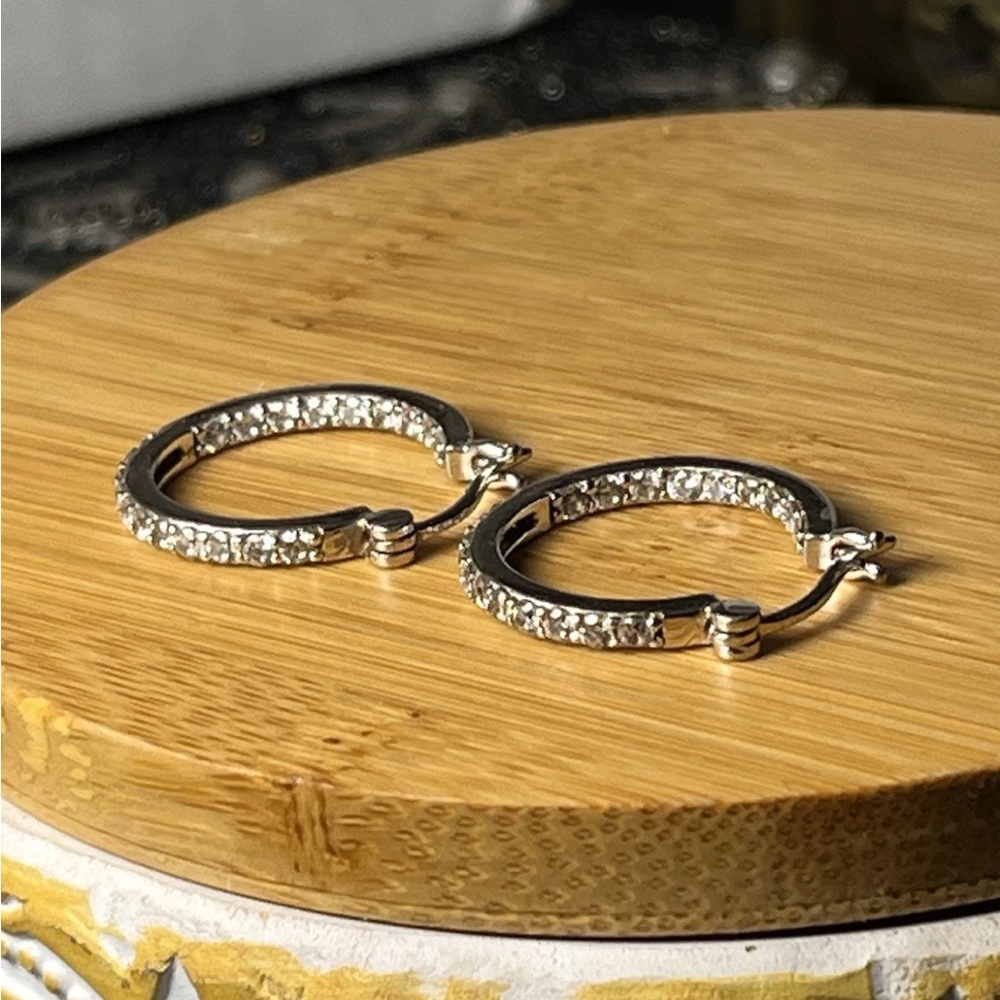 Elegant Silver Crystal Hoop Earrings